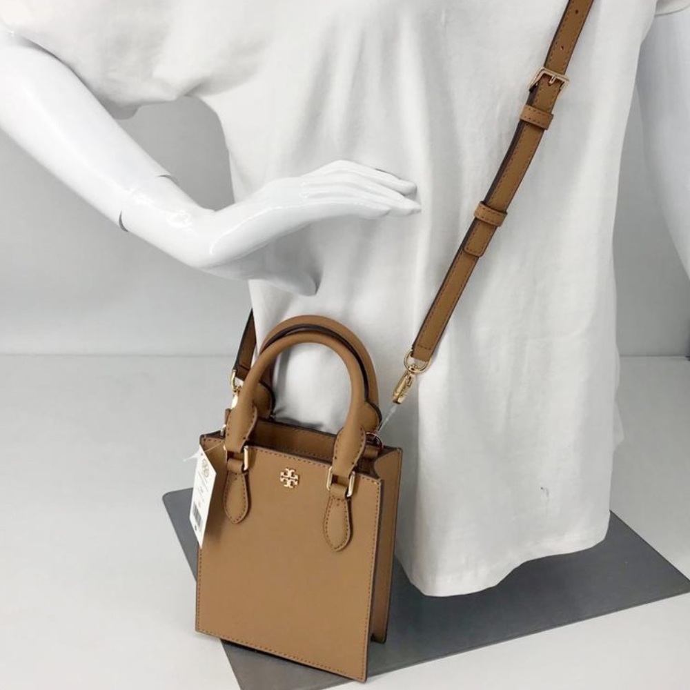 TORY BURCH EMERSON MINI SHOPPER TOTE NEW WITH TAGS TAN COLOR